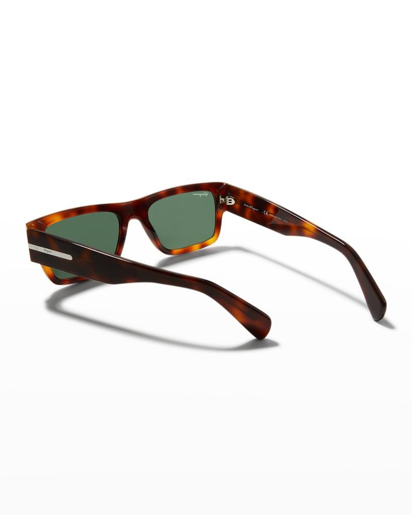 商品Salvatore Ferragamo|Men's Classic Logo Thick Temple Rectangle Sunglasses,价格¥2433,第4张图片详细描述