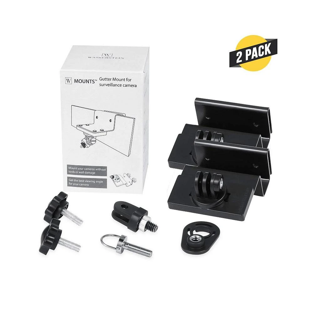 商品Wasserstein|Weatherproof Gutter Mount for Blink Outdoor and Blink XT2 Outdoor Camera with Universal Adapter (2 Pack, Black),价格¥210,第3张图片详细描述