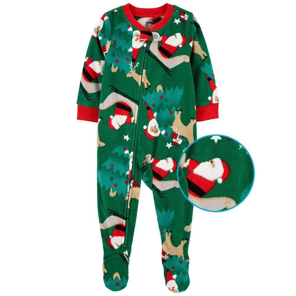 商品Carter's|Baby Boys or Baby Girls Santa Fleece Footie Pajama, 1 Piece Set,价格¥50,第2张图片详细描述