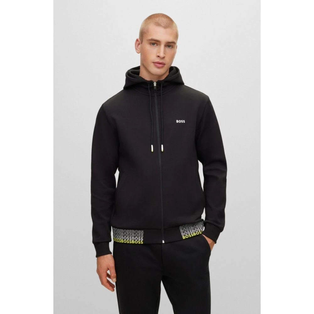 商品Hugo Boss|Cotton-blend zip-up hoodie with embroidered logos,价格¥841,第3张图片详细描述