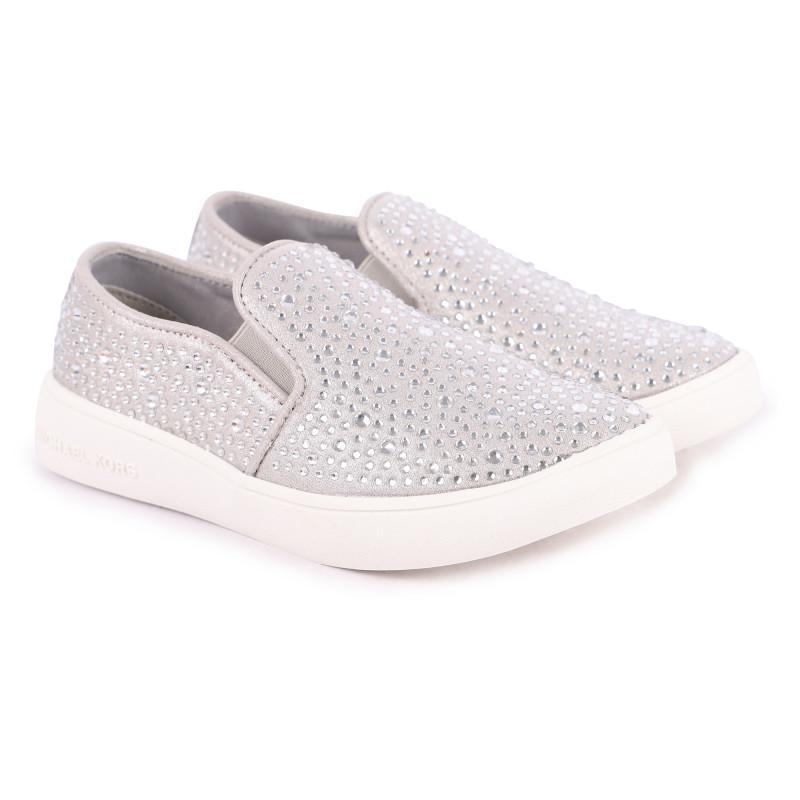 商品Michael Kors|Rhinestones all over logo slip on sneakers in silver,价格¥535,第1张图片