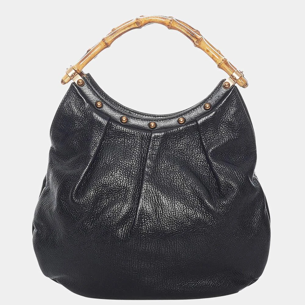 商品[二手商品] Gucci|Gucci Black Bamboo Leather Handbag,价格¥4323,第1张图片