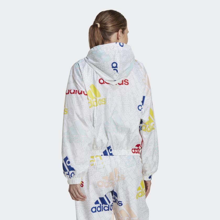 Women's adidas Essentials Multi-Colored Logo Loose Fit Windbreaker商品第3张图片规格展示