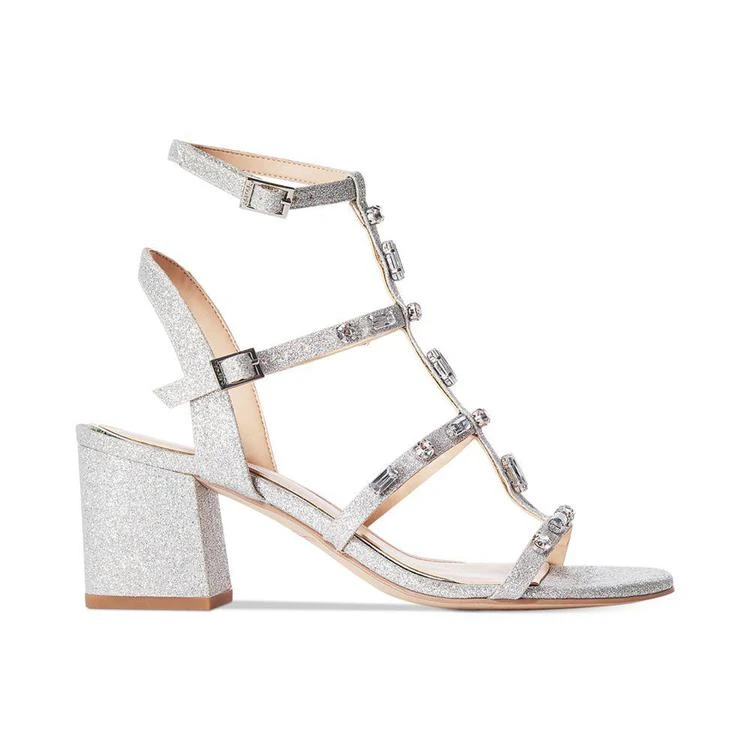 商品Badgley Mischka|Ana Strappy Block-Heel Evening Sandals,价格¥256,第2张图片详细描述