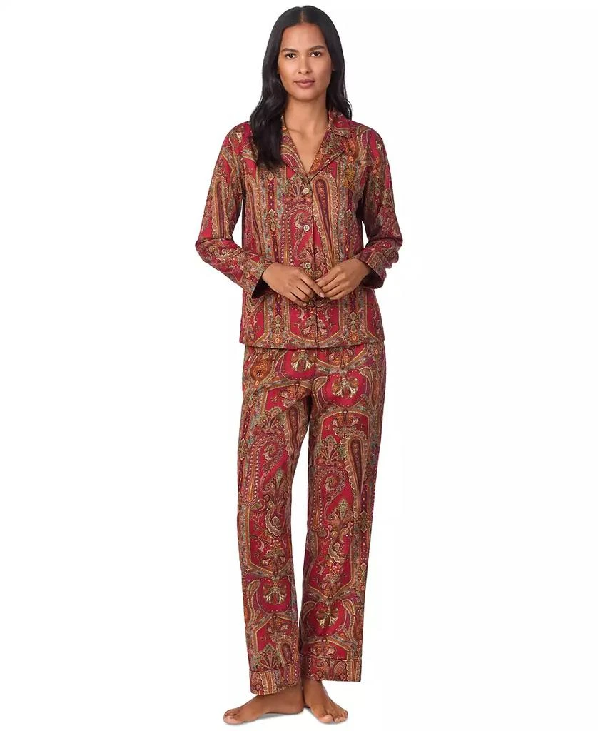 商品Ralph Lauren|Women's Long-Sleeve Paisley Pajama Set,价格¥351,第4张图片详细描述