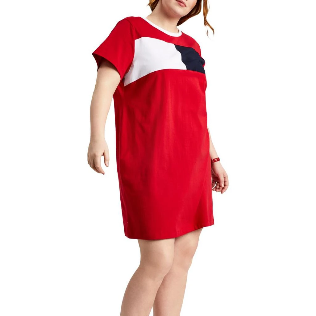 商品Tommy Hilfiger|Tommy Hilfiger Womens Plus Colorblock Short T-Shirt Dress,价格¥123,第1张图片