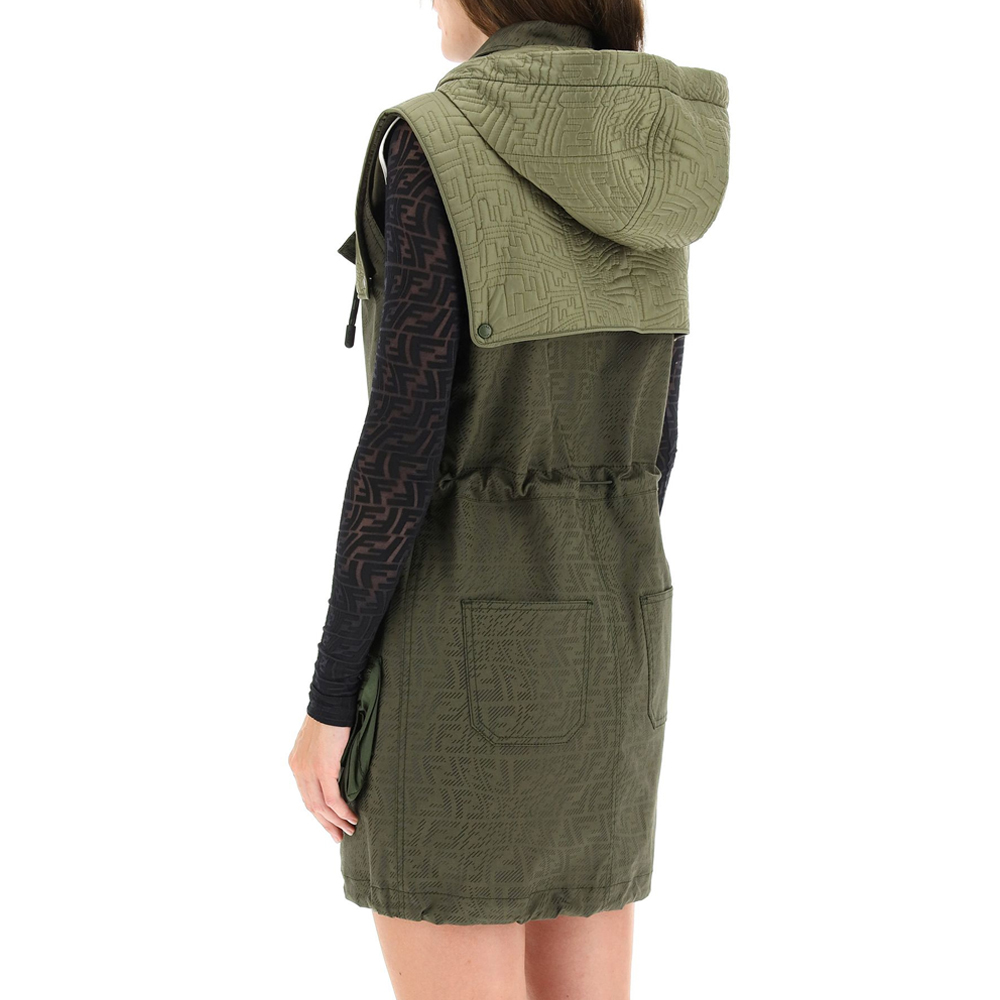 FENDI 女士绿色棉质连衣裙 FLD535-AFM1-F1DO7商品第4张图片规格展示