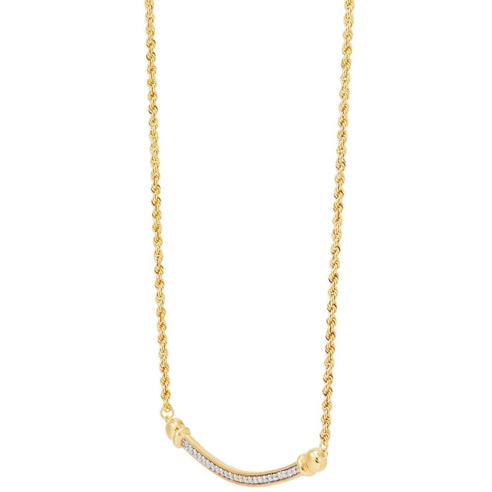 商品Macy's|Diamond Curved Bar 17" Statement Necklace (1/4 ct. t.w.) in 14k Gold-Plated Sterling Silver,价格¥5211,第2张图片详细描述