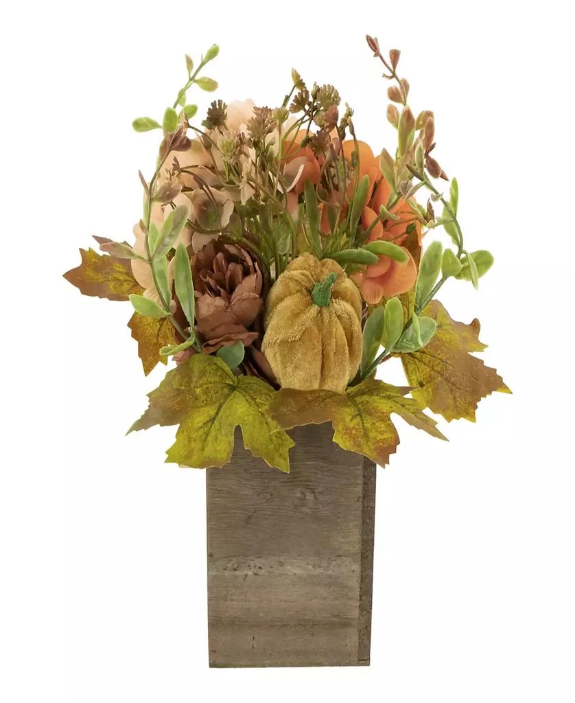 商品Northlight|10" x 8" Orange Floral and Pumpkin Wooden Box Fall Harvest Tabletop Decoration,价格¥309,第1张图片