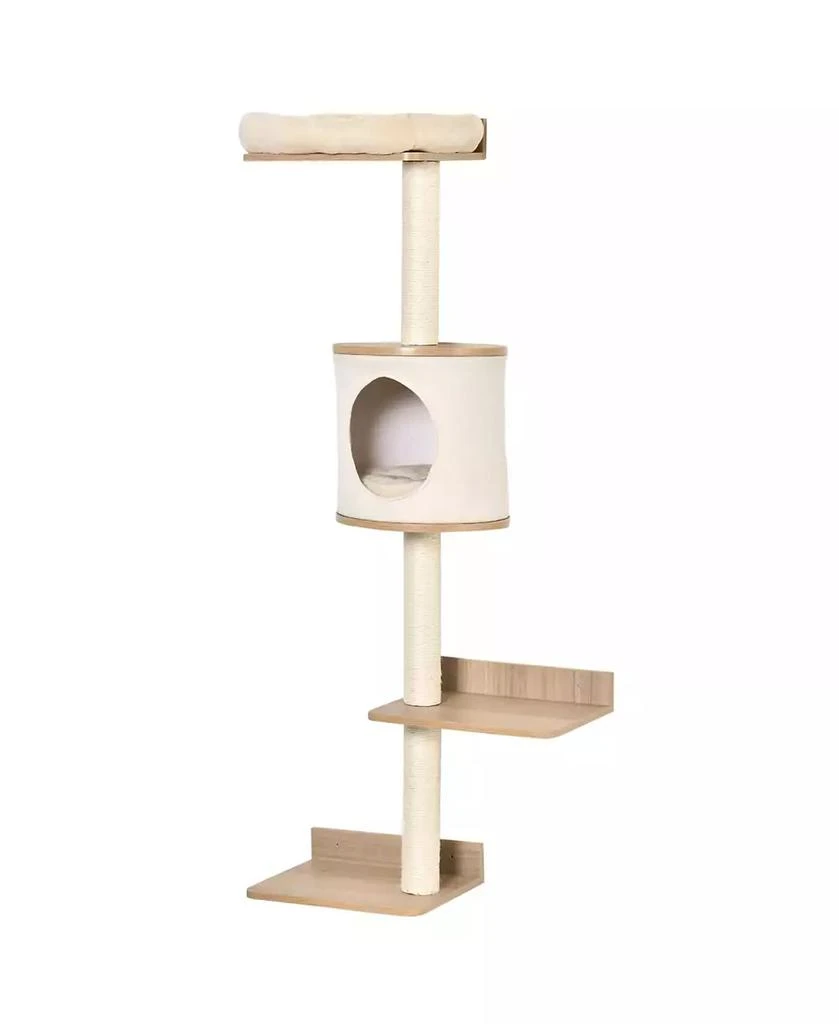 商品PawHut|4-Level Wall Mounted Cat Tree Activity Center w/ Bed Scratching Posts,价格¥704,第1张图片