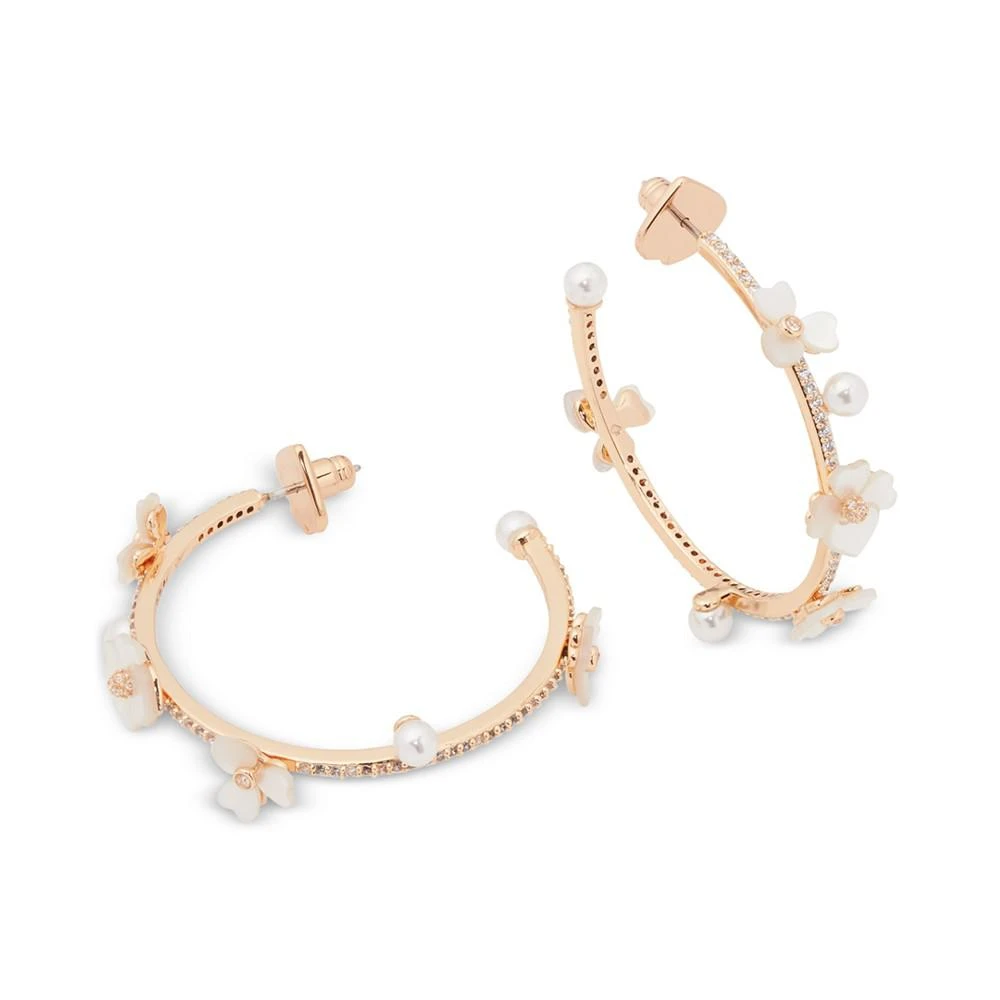 商品Kate Spade|Gold-Tone Medium Cubic Zirconia, Imitation Pearl & Mother-of-Pearl Flower Scatter C-Hoop Earrings. 1.87",价格¥497,第1张图片