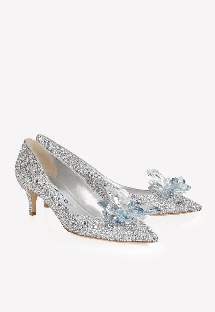 商品Jimmy Choo|Allure 50 Crystal-Embellished Kitten Pumps with Crystal Brooch,价格¥34257,第1张图片