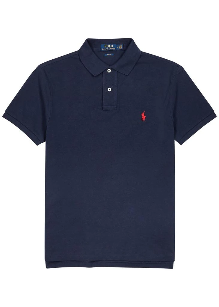 商品Ralph Lauren|Navy slim piqué cotton polo shirt,价格¥1124,第1张图片