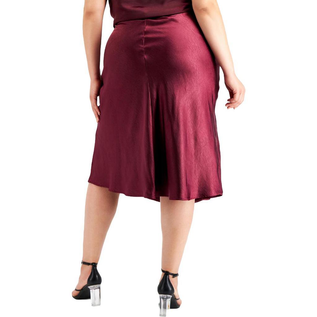 商品Bar III|Bar III Womens Plus Satin Calf Midi Skirt,价格¥172,第4张图片详细描述