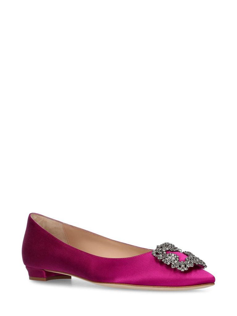 商品Manolo Blahnik|10mm Hangisi Silk Satin Flats,价格¥8207,第2张图片详细描述