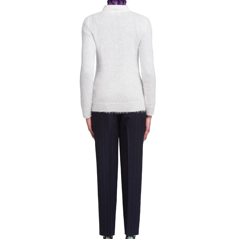 商品Prada|【预售3-7天】PRADA/普拉达 21年秋冬 女士白色修身马海�毛长袖Polo衫P24L1I_1ZOJ_F0009_S_212,价格¥7127,第6张图片详细描述