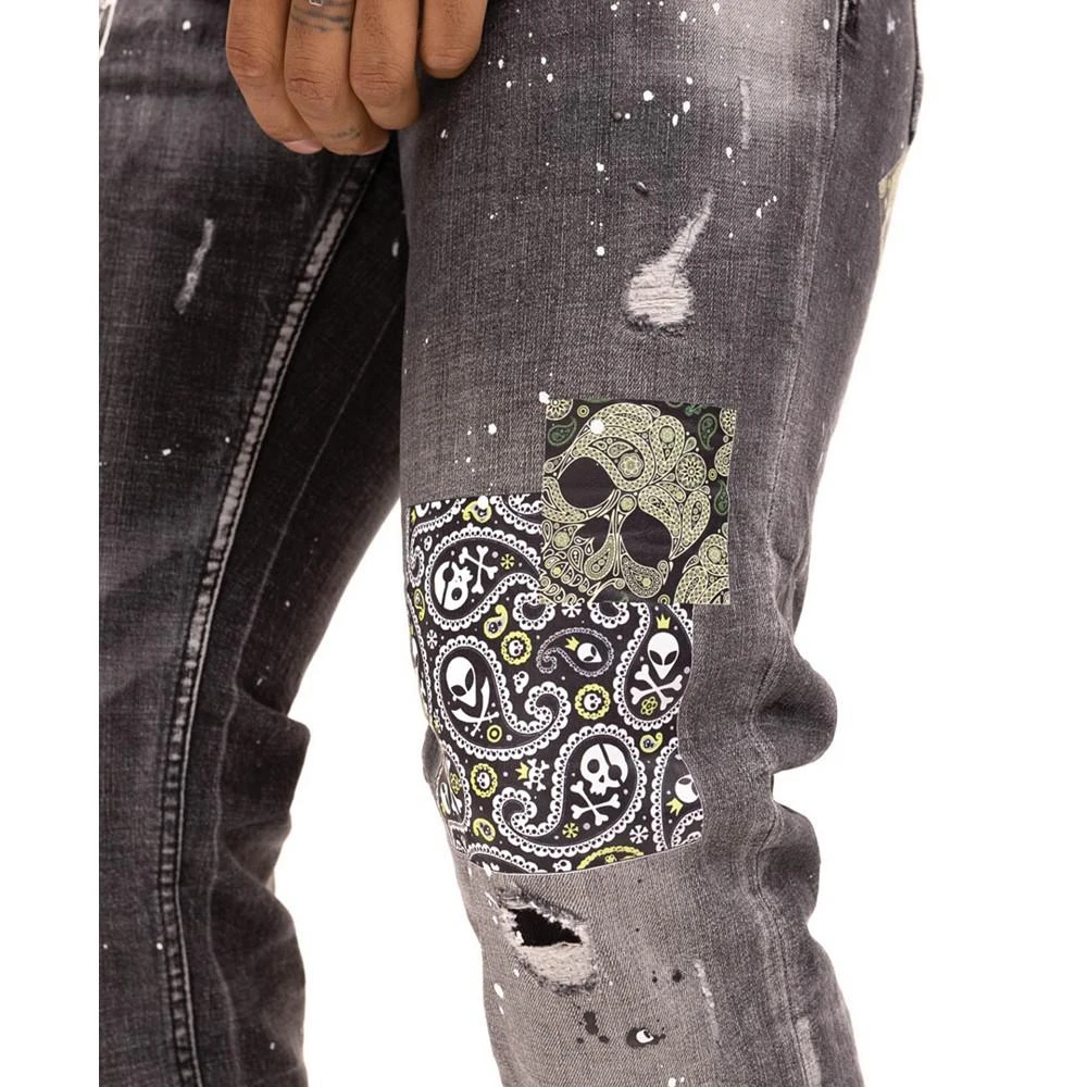 商品RON TOMSON|Men's Modern Skull Drip Denim Jeans,价格¥1335,第5张图片详细描述