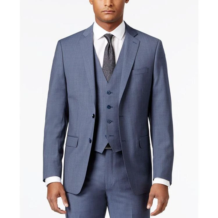 商品Calvin Klein|Men's Extra-Slim Fit Light Blue Neat Vested Suit,价格¥1465,第4张图片详细描述