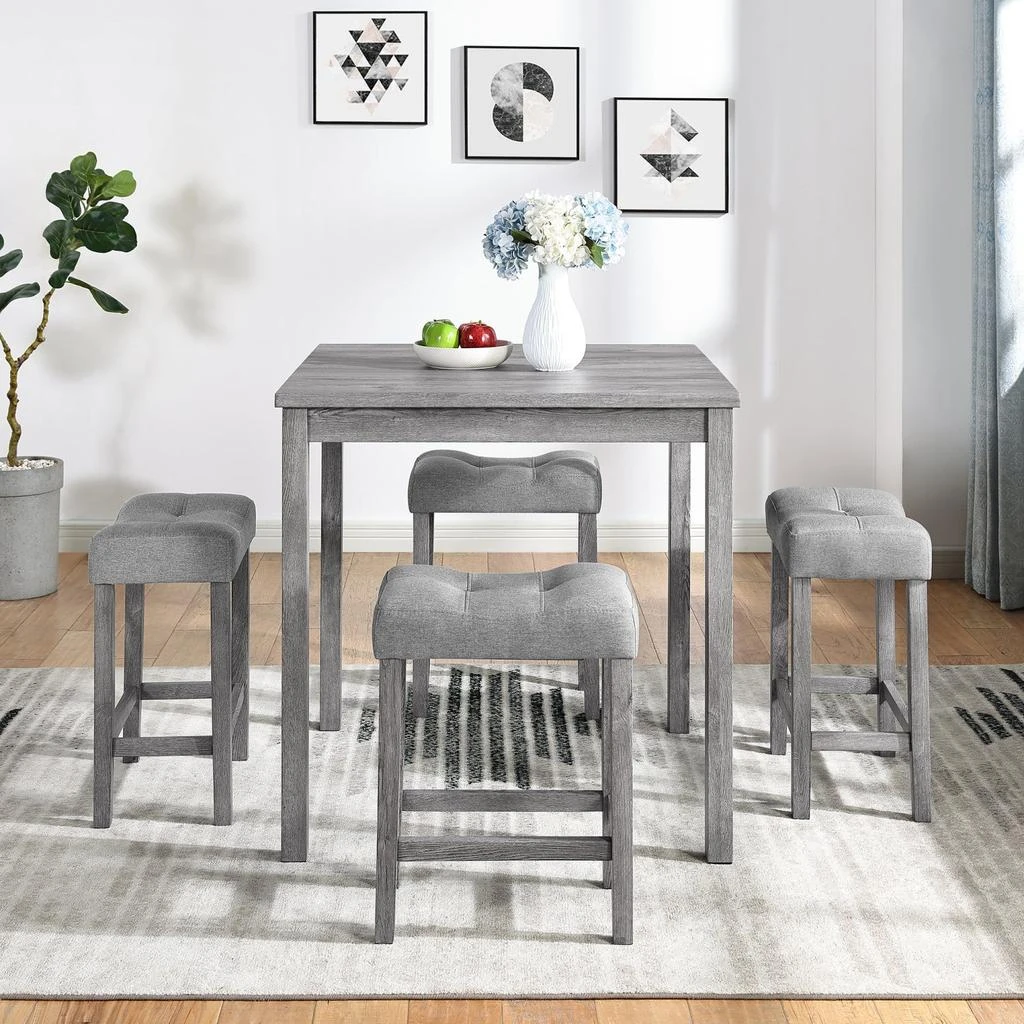 商品Streamdale Furniture|Streamdale 5-Piece Industrial Dining/Bar Table & Chairs Set,价格¥2975,第5张图片详细描述