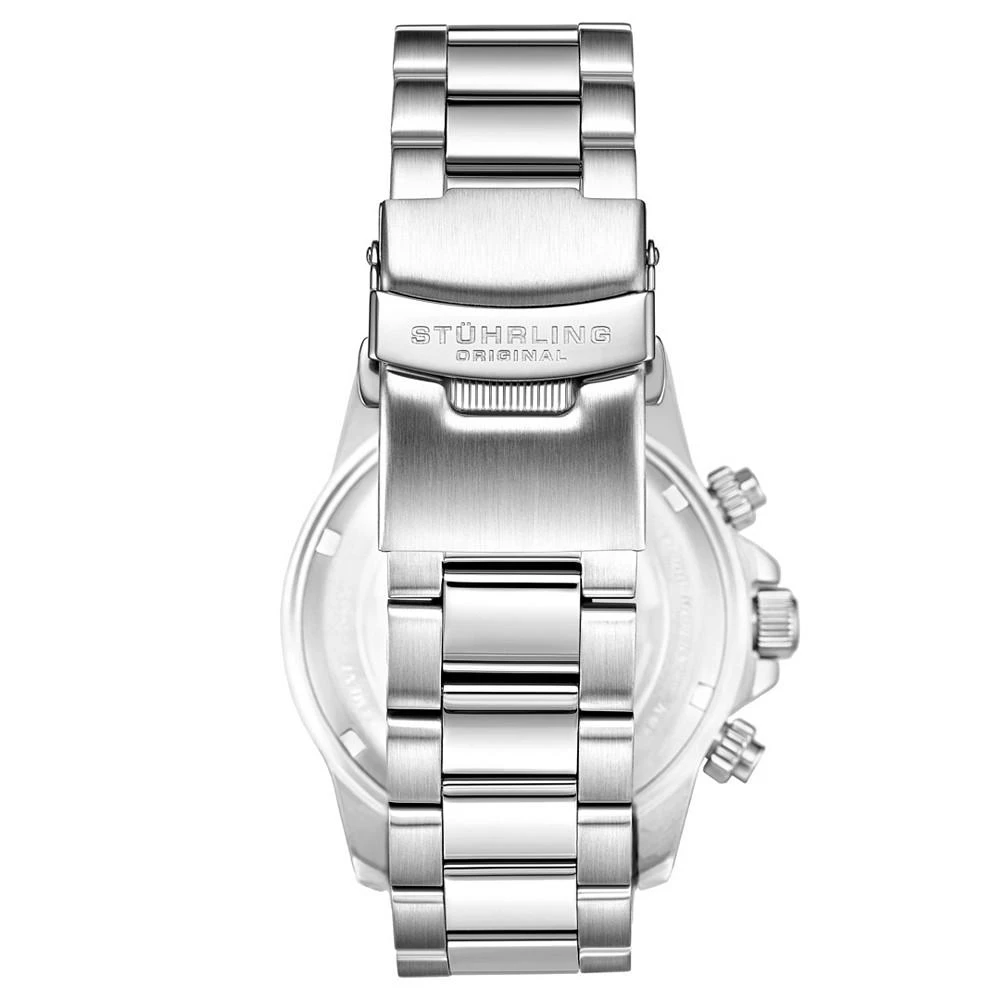 商品Stuhrling|Men's Quartz Chronograph Silver-Tone Stainless Steel Link Bracelet Watch 42mm,价格¥1461,第2张图片详细描述