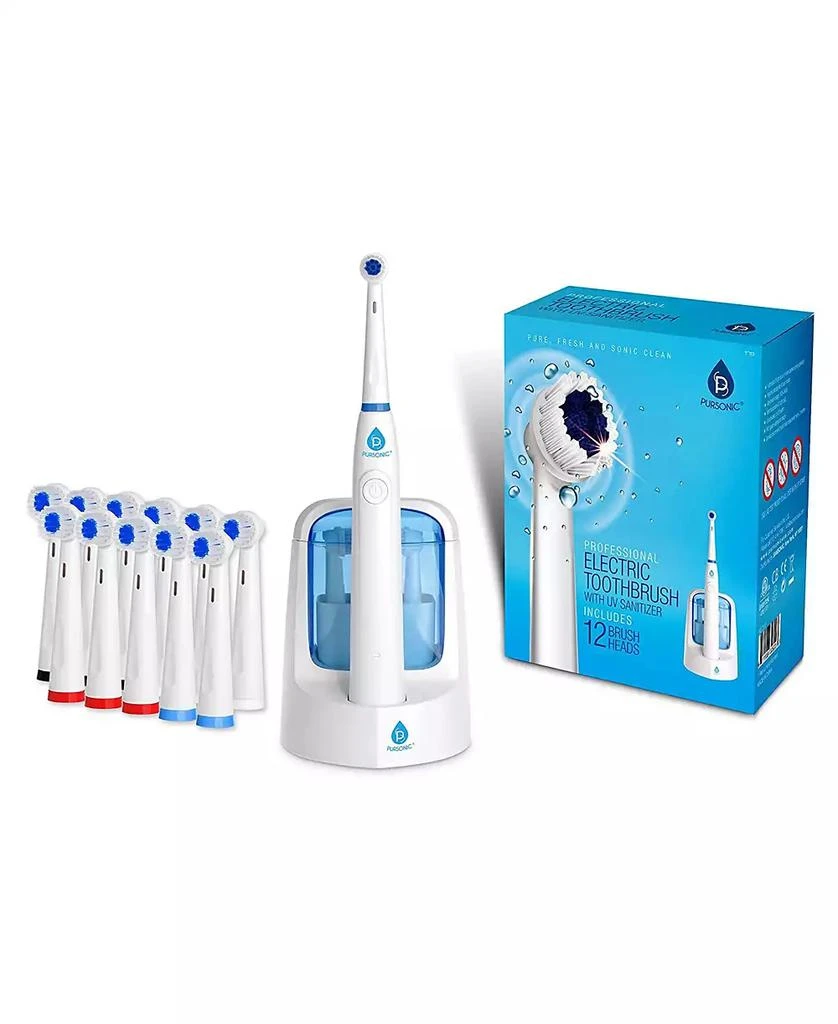 商品PURSONIC|RET200 Power Rechargeable Electric Toothbrush With UV Sanitizing Function, 12 Brush Heads Included,价格¥242,第1张图片