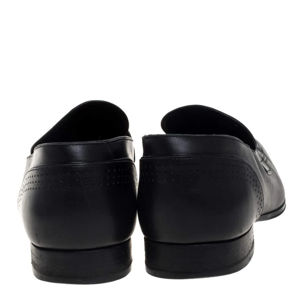 商品[二手商品] Louis Vuitton|Louis Vuitton Black Leather Logo Perforated Slip On Loafers Size 40,价格¥2746,第5张图片详细描述