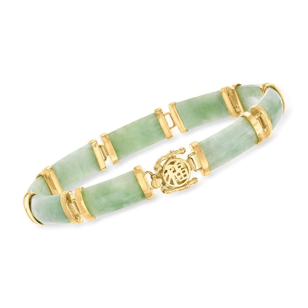 商品Ross-Simons|Green Jade "Good Fortune" Bracelet in 18kt Gold Over Sterling,价格¥1012,第1张图片