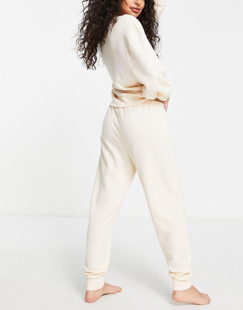 ASOS DESIGN Petite lounge lightweight slubby sweat & jogger set in oatmeal商品第3张图片规格展示