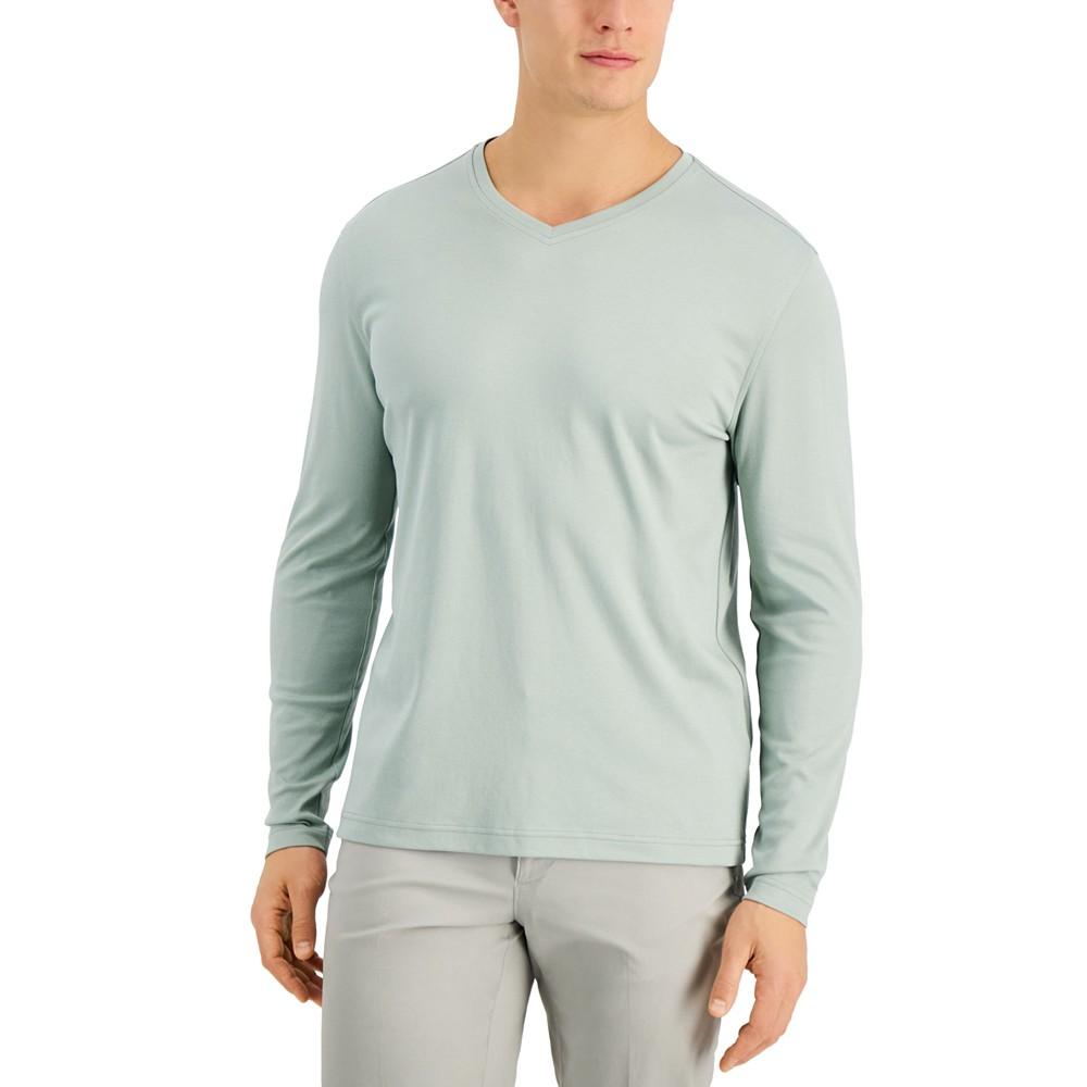 Men's Long Sleeve Supima V-Neck T-Shirt, Created for Macy's商品第1张图片规格展示