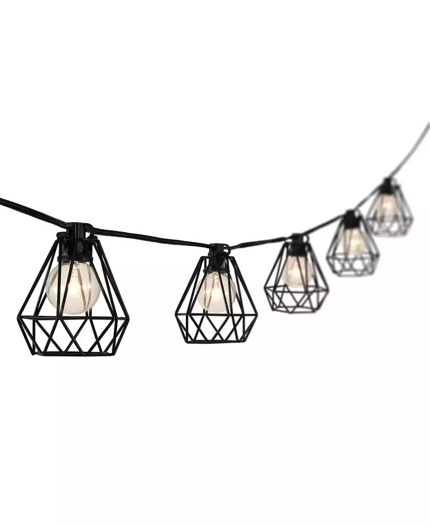 商品JONATHAN Y|10-Light Indoor and Outdoor Contemporary Transitional Incandescent G40 Diamond Cage String Lights,价格¥326,第1张图片