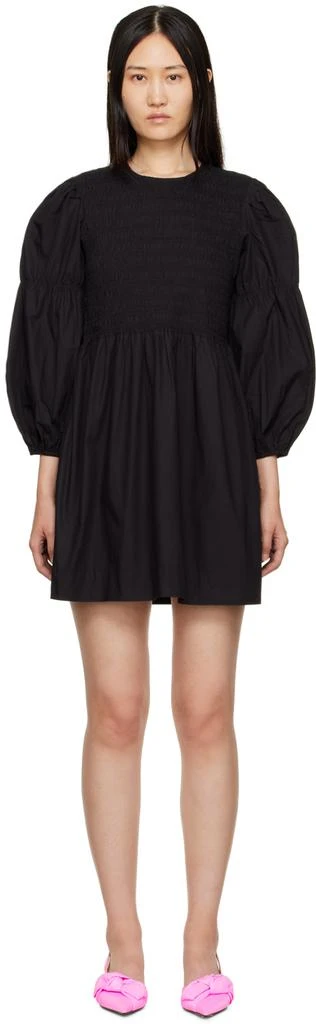 商品Ganni|Black Poplin Smock Minidress,价格¥860,第1张图片