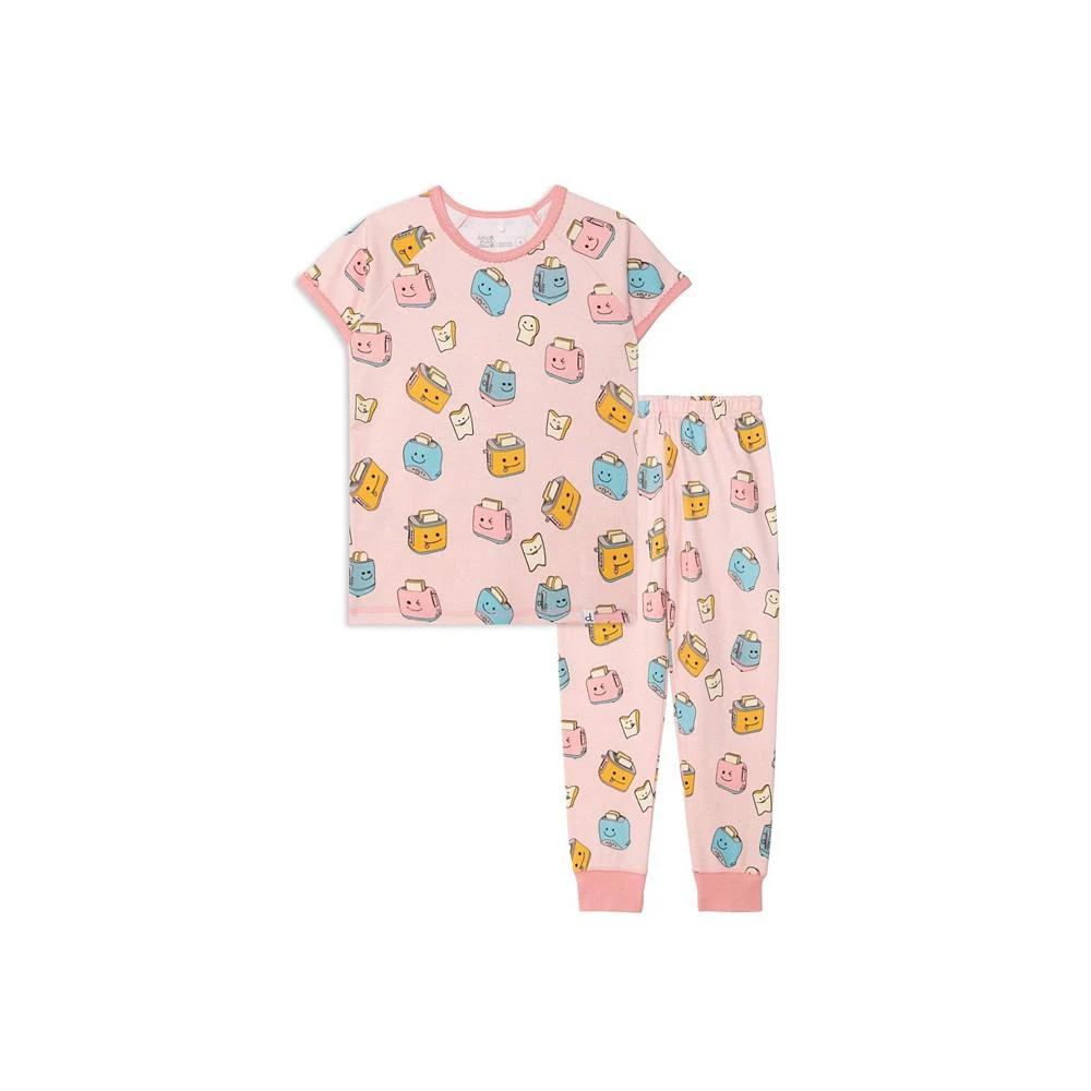 商品Deux par Deux|Girl Organic Cotton Two Piece Printed Pajama Set Pink Toasters - Toddler|Child,价格¥276,第1张图片