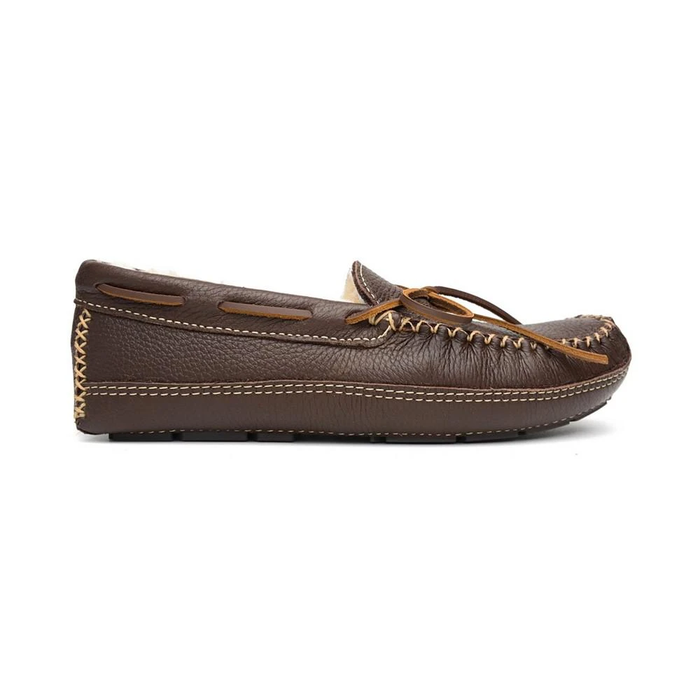 商品Minnetonka|Men's Moosehide Leather Sheepskin Moccasin Slippers,价格¥844,第2张图片详细描述