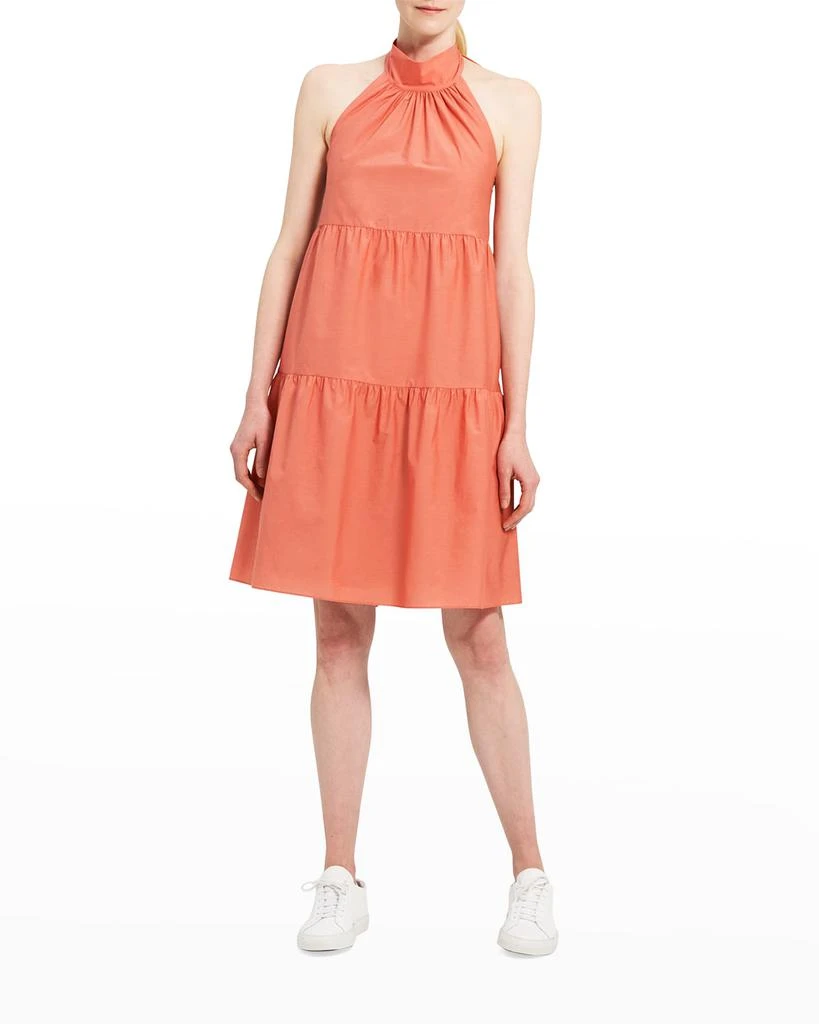 商品Theory|Tiered Neck-Tie Halter Mini Dress,价格¥731,第1张图片