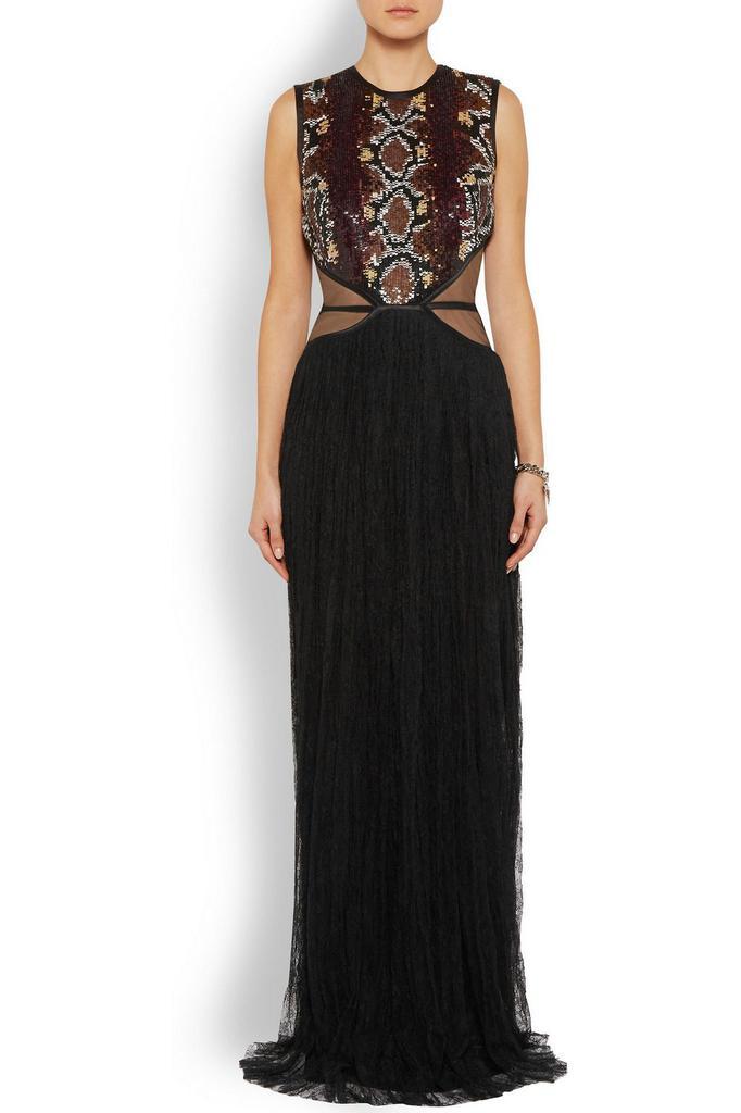商品Givenchy|Tulle-paneled sequin-embellished Chantilly lace gown,价格¥27745,第5张图片详细描述