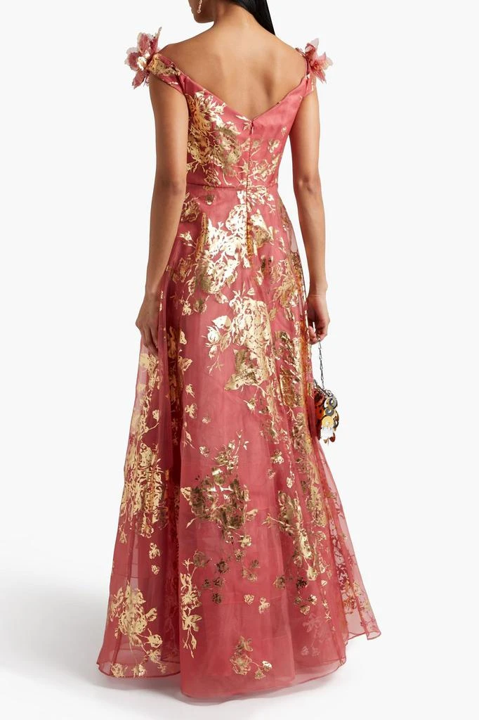 商品MARCHESA|Off-the-shoulder floral-appliquéd printed organza gown,价格¥4576,第3张图片详细描述