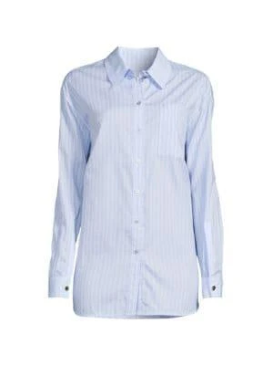 商品Burberry|Silk Blend Pinstripe Button Down Shirt,价格¥2628,第3张图片详细描述