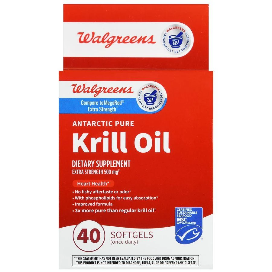 商品Walgreens|Extra Strength Antarctic Pure Krill Oil 500 mg Softgels,价格¥178,第2张图片详细描述