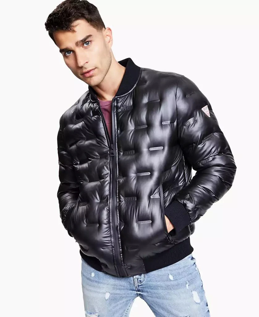 商品GUESS|Men's Stamp Quilt Puffer Bomber Jacket,价格¥599,第1张图片