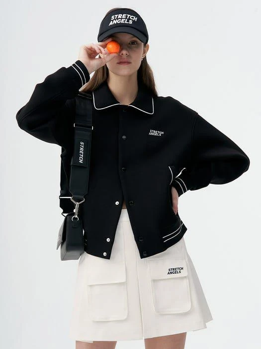 商品STRETCH ANGELS|Basic Baseball Jumper_Black,价格¥1594,第1张图片