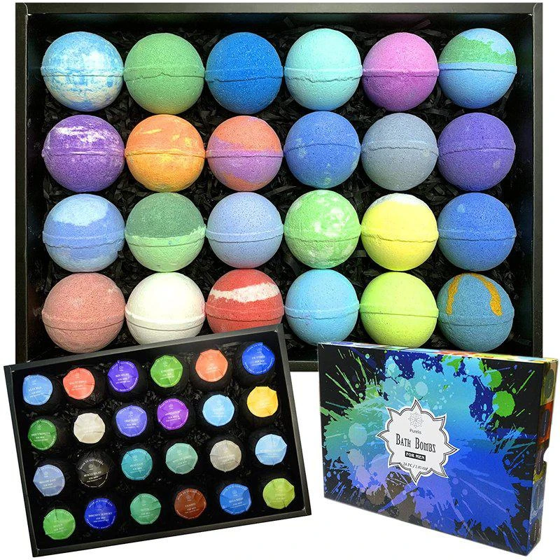 商品Purelis|Purelis Naturals Men's 24 Piece Bath Bomb Gift Set,价格¥303,第1张图片