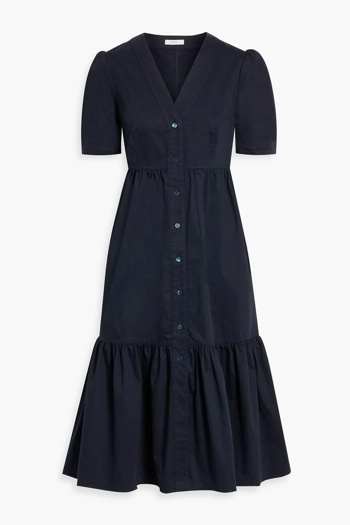 商品IRIS & INK|Brady gathered organic cotton-blend sateen midi dress,价格¥885,第1张图片