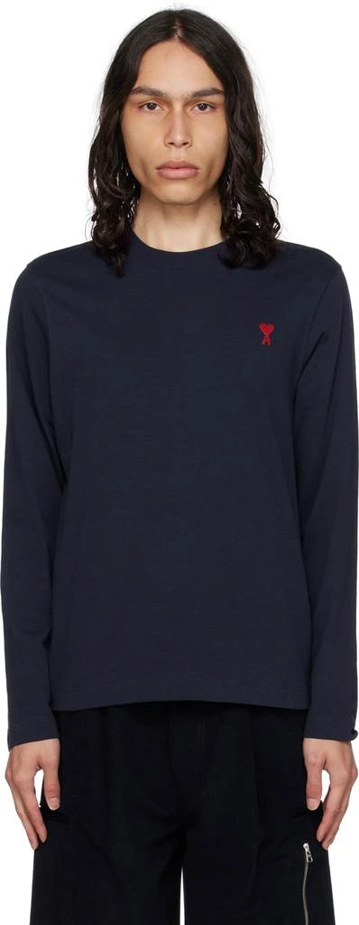 商品AMI|Navy Ami De Cœur Long Sleeve T-Shirt,价格¥943,第1张图片