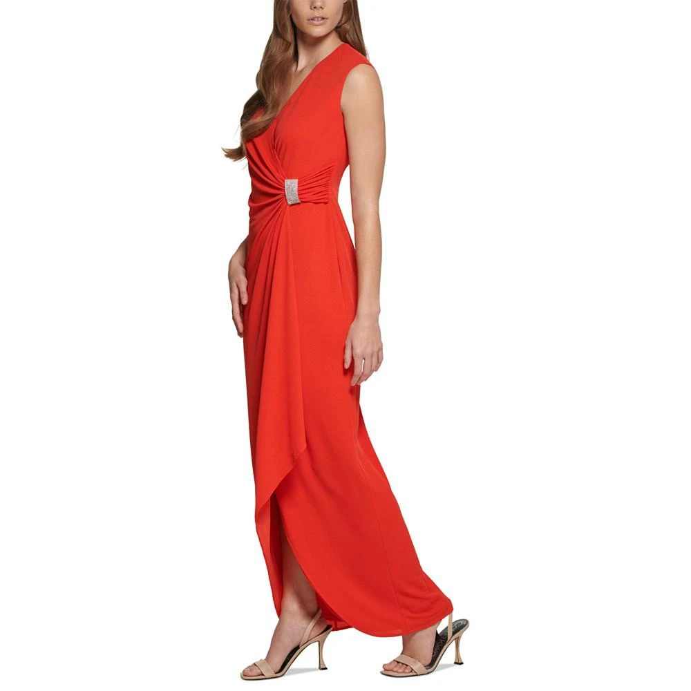 商品Calvin Klein|Scuba-Crepe Faux-Wrap Gown,价格¥1635,第3张图片详细描述