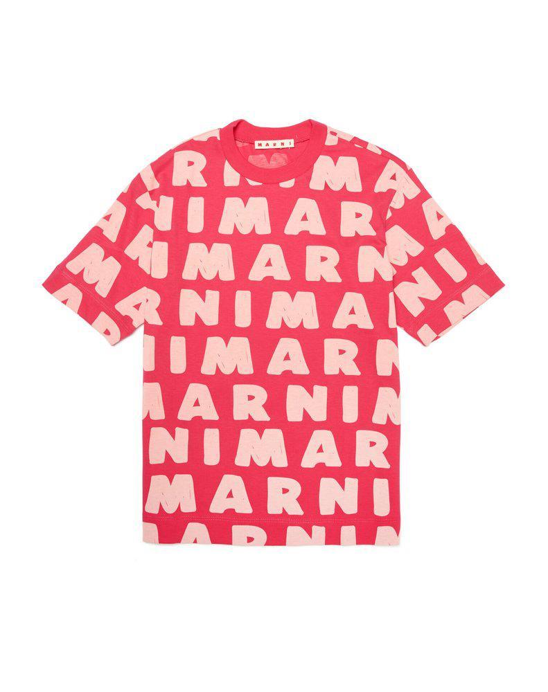 商品Marni|Marni Kids Allover Logo Printed Crewneck T-Shirt,价格¥377,第1张图片