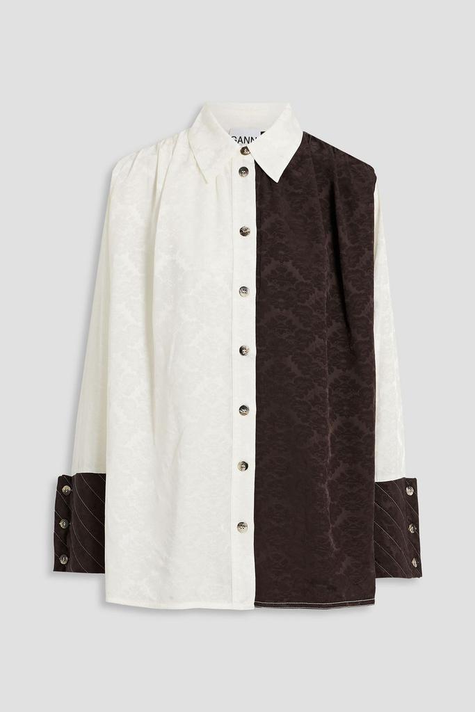 Shirred two-tone jacquard shirt商品第1张图片规格展示