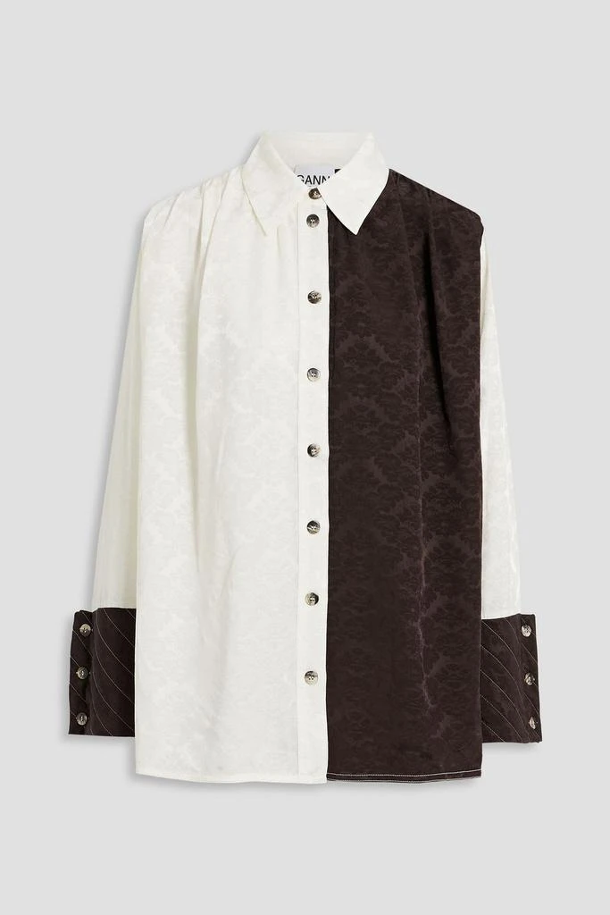 商品Ganni|Shirred two-tone jacquard shirt,价格¥1260,第1张图片