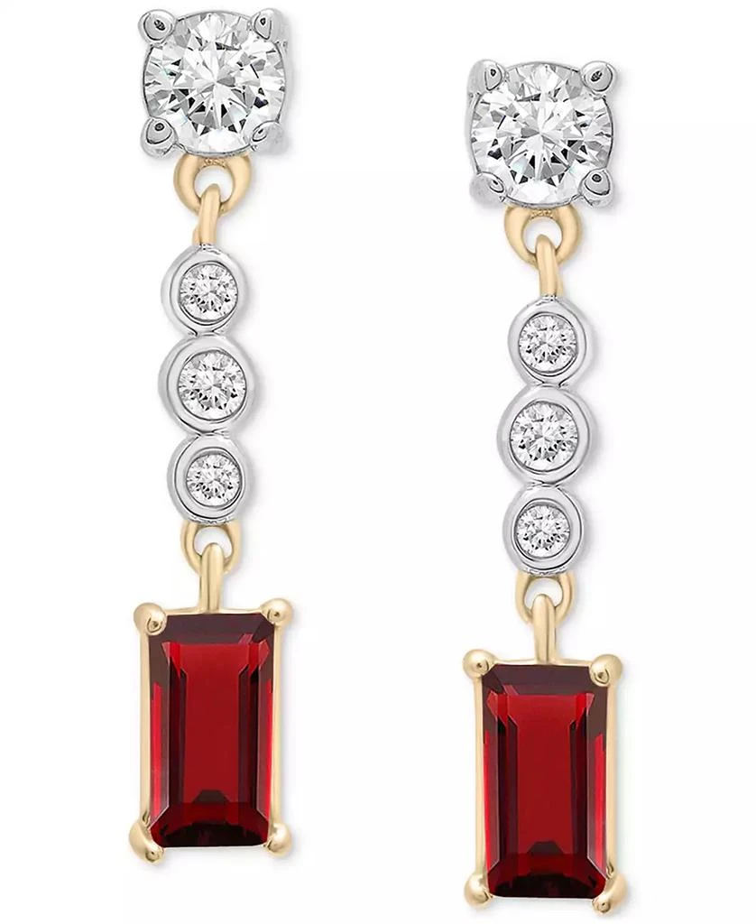 商品Macy's|Garnet (3/4 ct. t.w.) & Lab-Grown White Sapphire (1-1/20 ct. tw.) Drop Earrings in 14k Gold-Plated Sterling Silver,价格¥514,第3张图片详细描述