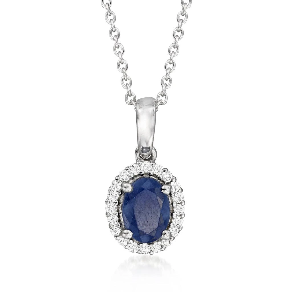 商品Ross-Simons|Sapphire and . White Topaz Pendant Necklace in Sterling Silver,价格¥812,第1张图片