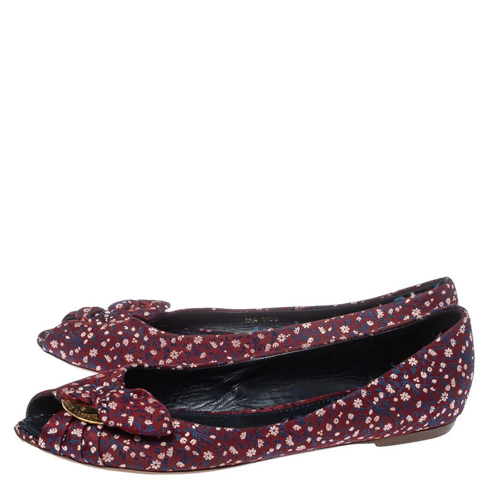 商品[二手商品] Louis Vuitton|Louis Vuitton Multicolor Print Fabric Catania Floral Peep Toe Flats Size39.5,价格¥1238,第4张图片详细描述